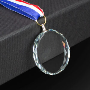Medalla cristal diamond con cinta tricolor personalizable