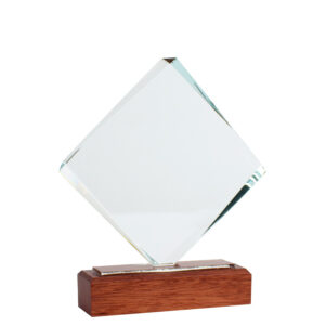 Trofeo galvano de madera y cristal personalizable