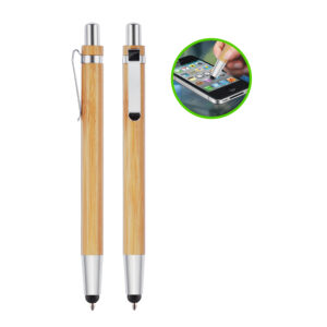 Bol&iacute;grafo touch bamboo personalizable, vista 2