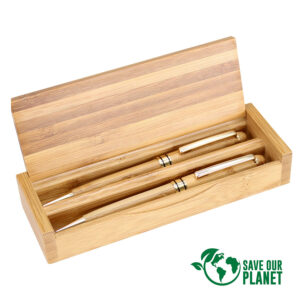 Set bolígrafo y portaminas bamboo personalizable