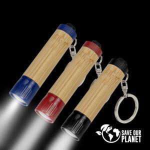 Llavero-linterna LED cuerpo bamboo personalizable