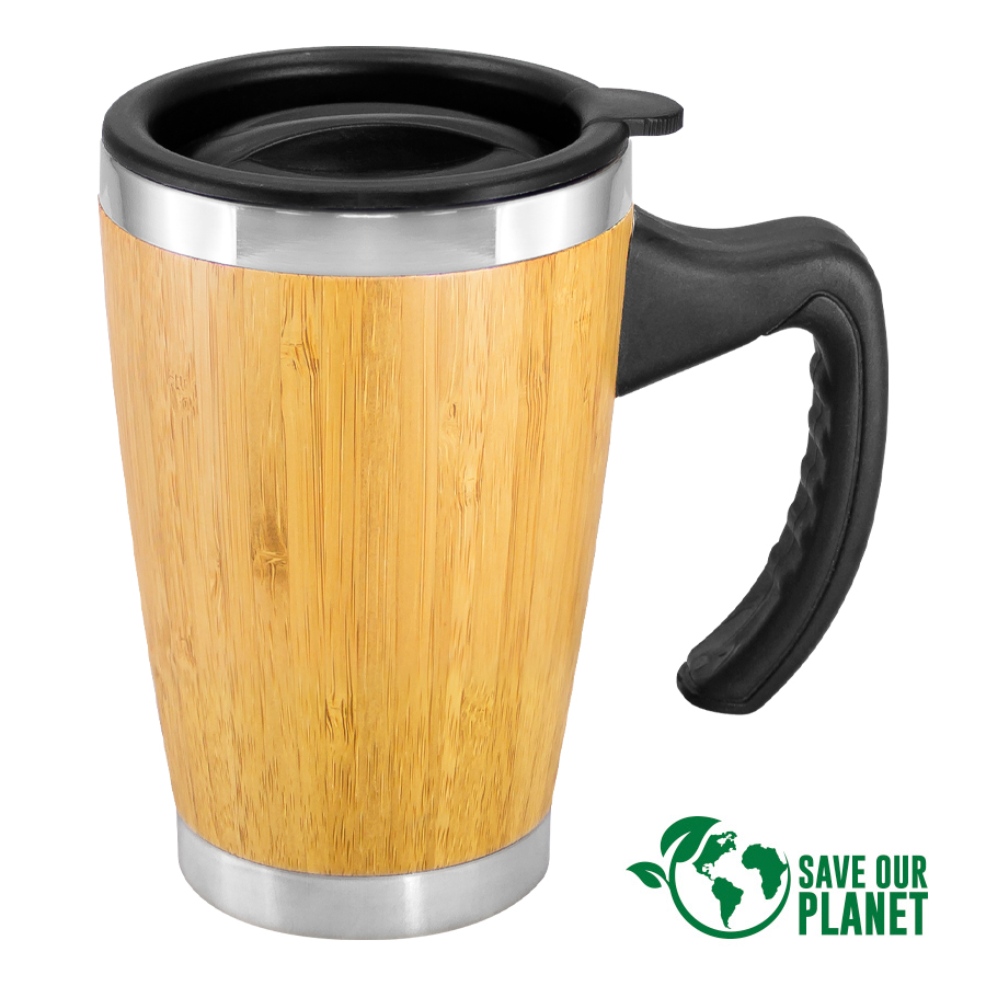 Mug de bamboo asa plástica 1 Mug de bamboo asa plástica personalizable