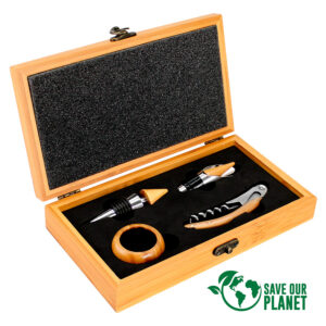 Set de vino bambu ecológico personalizable