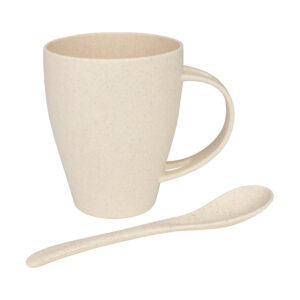 Mug de ca&ntilde;a de trigo con cuchara 400cc personalizable, vista 4