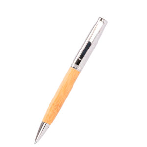 Bol&iacute;grafo met&aacute;lico Airlie con grip de bamboo y estuche. - Imagen 4