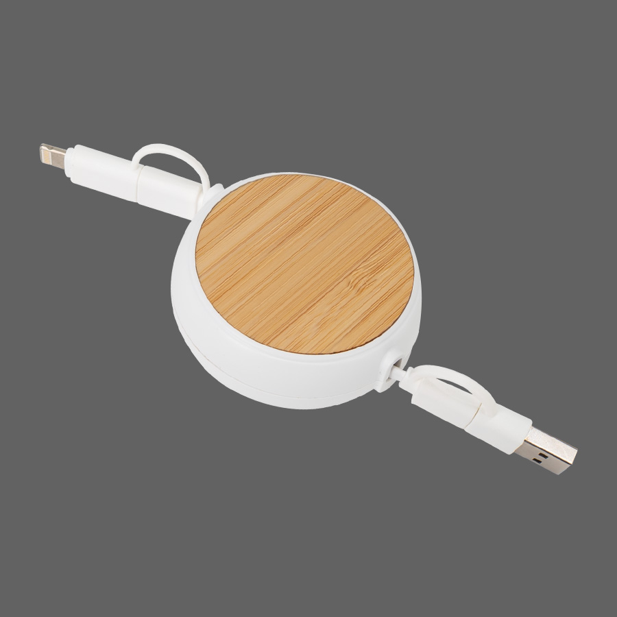 Connect multicargador retráctil 4 en 1 de abs/bamboo 2 Connect multicargador retráctil 4 en 1 de abs/bamboo - Imagen 2
