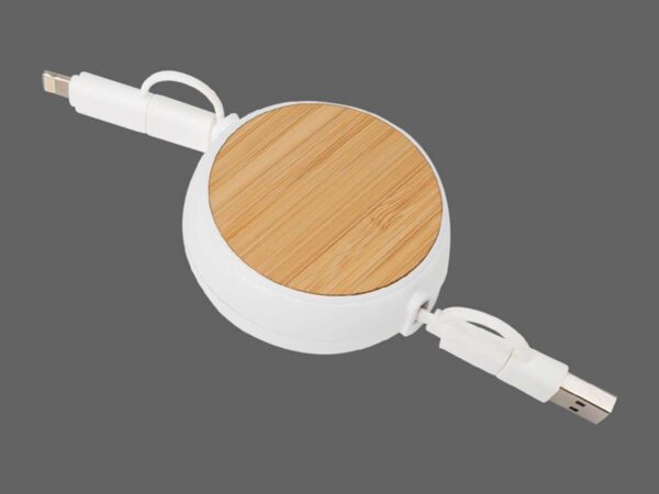 Multicargador Retráctil 4 en 1 de ABS/Bamboo - Imagen 2