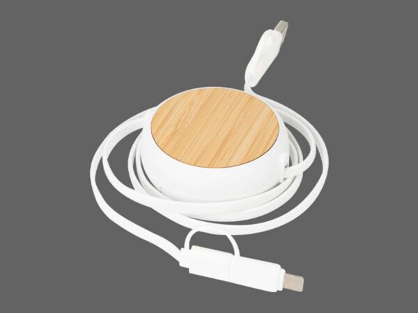 Multicargador Retráctil 4 en 1 de ABS/Bamboo - Imagen 3