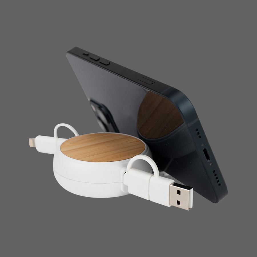 Connect multicargador retráctil 4 en 1 de abs/bamboo 5 Connect multicargador retráctil 4 en 1 de abs/bamboo - Imagen 5