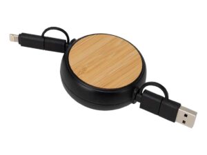 Multicargador Retráctil 4 en 1 de ABS/Bamboo