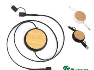 Connect multicargador retráctil 4 en 1 de abs/bamboo