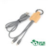 Connect multicargador 4 en 1 de bamboo con llavero.