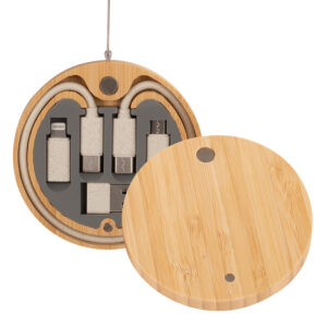Connect multicargador 6 en 1 de bamboo y trigo. personalizable, vista 2