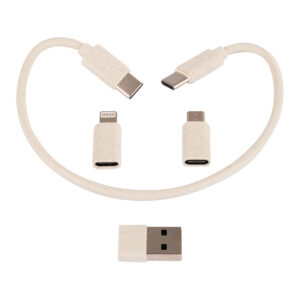 Connect multicargador 6 en 1 de bamboo y trigo. personalizable, vista 5