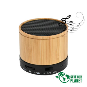 Parlante altavoz bluetooth de bamboo personalizable