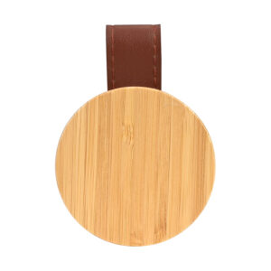 Espejo redondo de bamboo y eco-cuero personalizable, vista 5