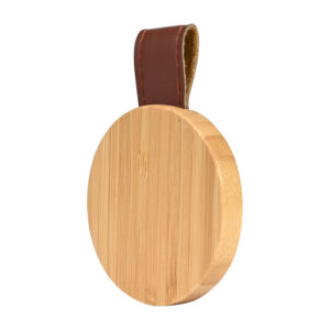 Espejo redondo de bamboo y eco-cuero personalizable, vista 6