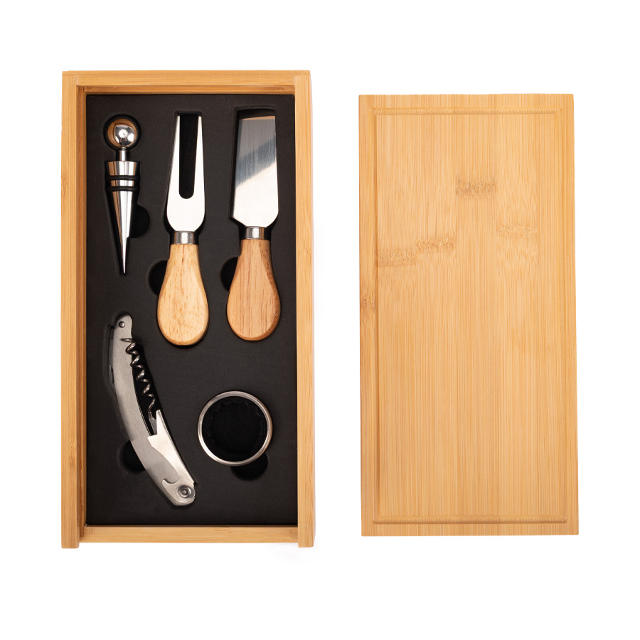 Set wine & cheese futrono de bamboo 2 Set wine & cheese futrono de bamboo personalizable, vista 2