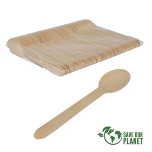 Bolsa con 100 cucharas de madera de abedul personalizable