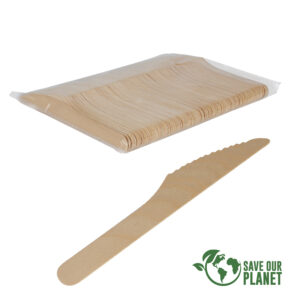 Bolsa con 100 cuchillos de madera de abedul personalizable