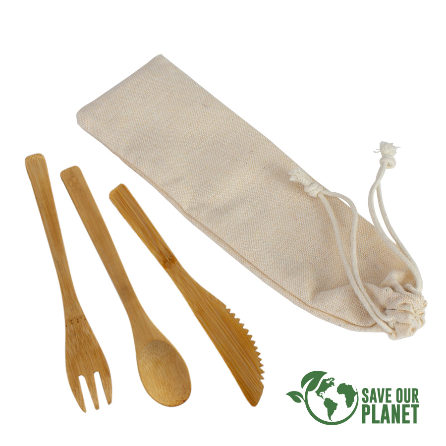Set de 3 cubiertos de bamboo 1 Set de 3 cubiertos de bamboo