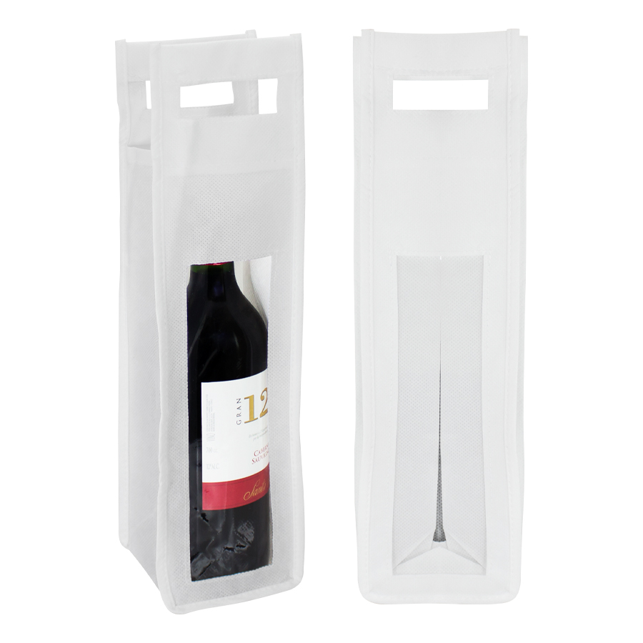 Bolsa ecológica para 1 vino 2 Bolsa ecológica para 1 vino personalizable, color blanco