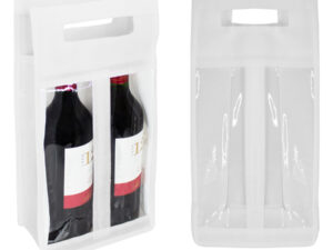 Bolsa ecol&oacute;gica para 2 vinos personalizable, color blanco