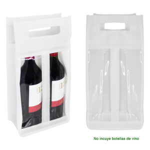 Bolsa ecol&oacute;gica para 2 vinos personalizable, color blanco