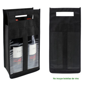 Bolsa ecol&oacute;gica para 2 vinos personalizable, color negro