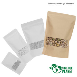 Bolsa doypack 1500ml de papel kraft, para alimentos personalizable