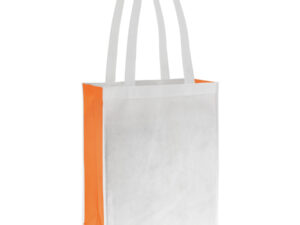 Bolsa bicolor blanca 10 Bolsa bicolor blanca personalizable, color naranjo