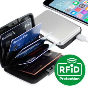 Porta-tarjetas anti-clonación rfid con power bank personalizable
