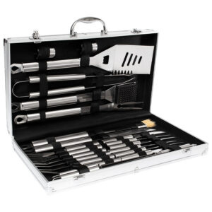 Deluxe bbq set metálico de 24 piezas personalizable