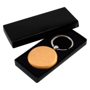 Llavero redondo de madera personalizable, vista 3