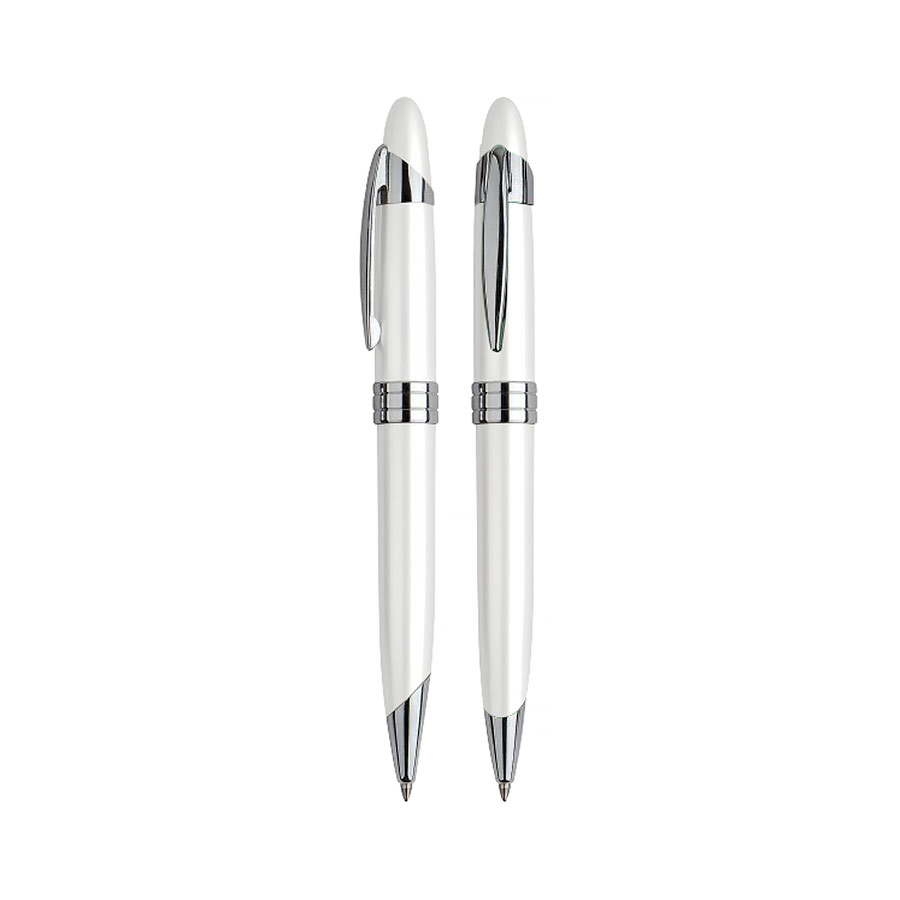 Bolígrafo metálico blanco perla 3 Bolígrafo metálico blanco perla personalizable, vista 3