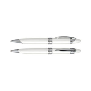 Bol&iacute;grafo met&aacute;lico blanco perla personalizable, vista 2