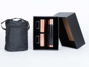Set termo 1/2 L + 2 tazones encobrizados