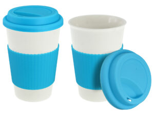 Vaso cerámico café 16 M17 celeste