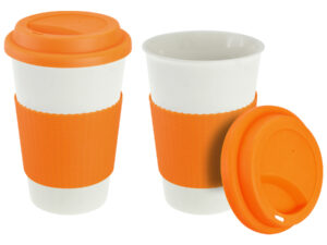 Vaso cerámico café 12 M17 naranjo