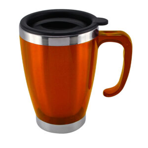 Mug de acero inoxidable 9 Mug de acero inoxidable personalizable, color naranjo