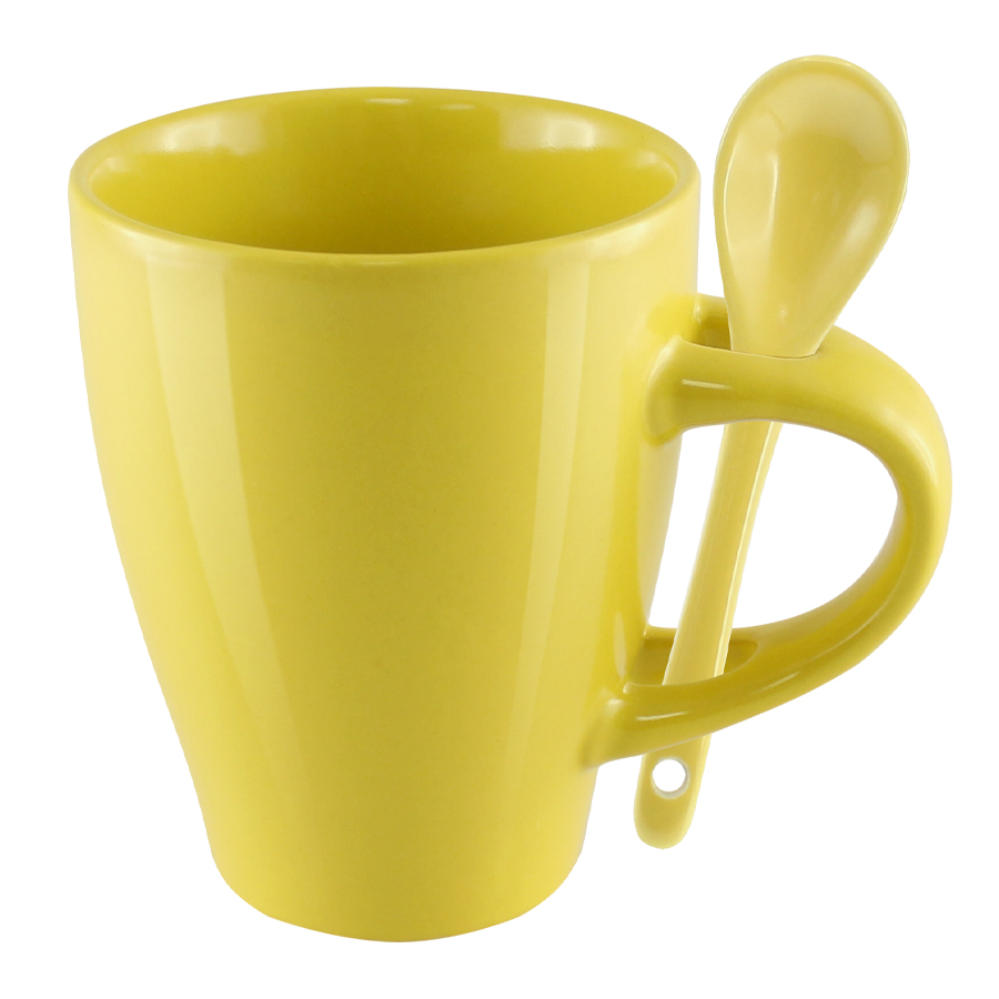 Tazón con Cuchara 6 Tazón con cuchara personalizable, color amarillo