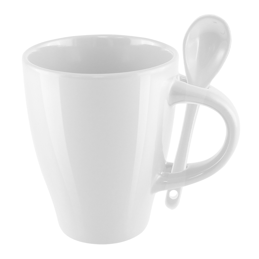 Tazón con Cuchara 2 Tazón con cuchara personalizable, color blanco