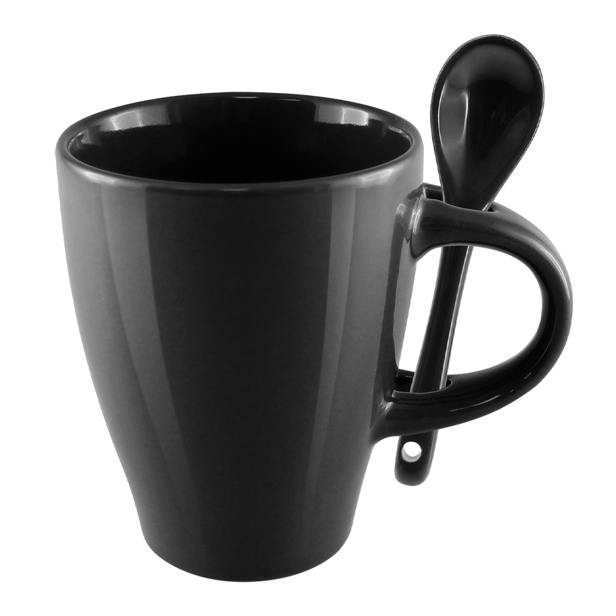 Tazón con Cuchara 8 Tazón con cuchara personalizable, color negro