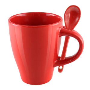 Tazón con Cuchara 11 Tazón con cuchara personalizable, color rojo