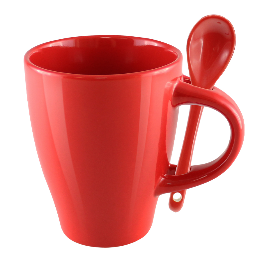 Tazón con Cuchara 4 Tazón con cuchara personalizable, color rojo