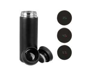 Termo de acero, con termómetro digital