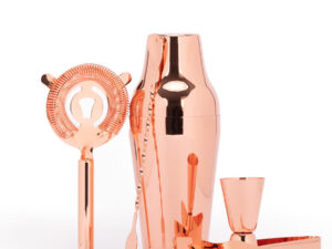 Set de c&oacute;ctel met&aacute;lico encobrizado