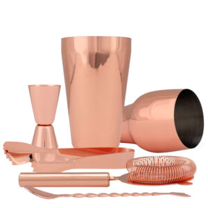 Set de c&oacute;ctel met&aacute;lico encobrizado personalizable, vista 7