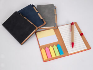 Libreta Memo Set Aurora de Eco-Cuero, con Bolígrafo.