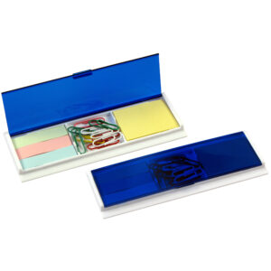 Porta post-it con clips 6 Porta post-it con clips personalizable, color azul